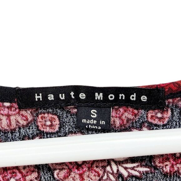 Haute Monde Floral Boho Blouse Black & Red Long Sleeve Size Small - Picture 3 of 11